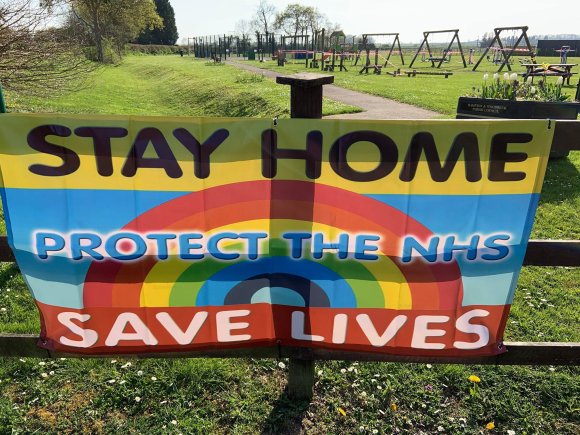 Stay Home Covid Banner at Pinder Park 2020