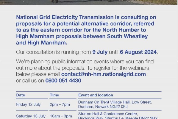 National Grid Electricity Transmission – North Humber to High Marnham – Localised Non Statutory Consultation: 9 July to 6 August 2024